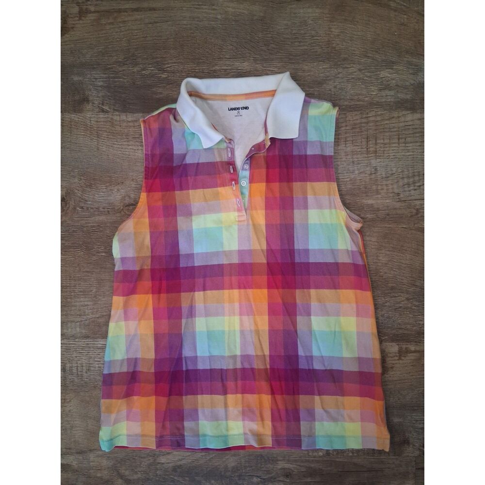 Lands End Sleeveless Polo in Plaid